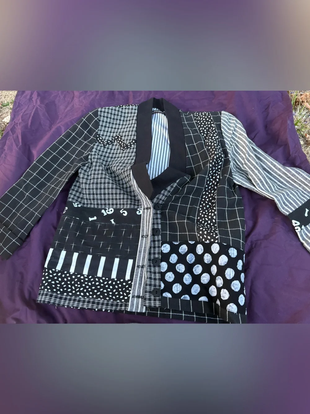 Canvasback black & White Patchwork Sport Coat